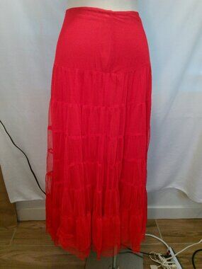 Skirt Red Maxi Ruffle Tunique Size Large